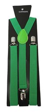 Men's Green Suspenders Braces Adjustable Elastic One Inch Width Y Back Clip On