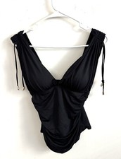 La Blanca Standard Island Goddess Convertible Tie StrapTankini Swimsuit BlackTop