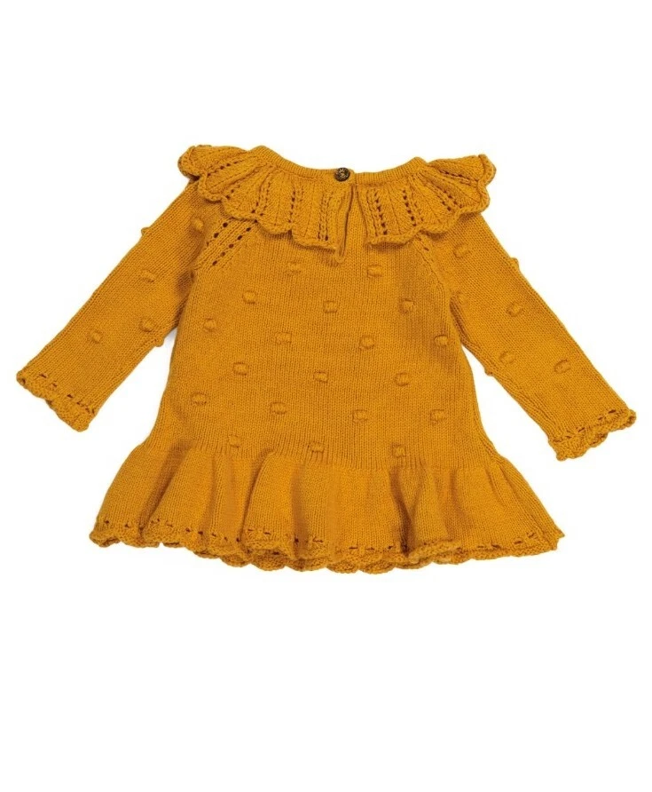 Cynthia Rowley Bebé Niñas Otoño Conjunto Bobble Suéter Vestido, Boina y Medias 3-6 Mo  Foto 2 de 3