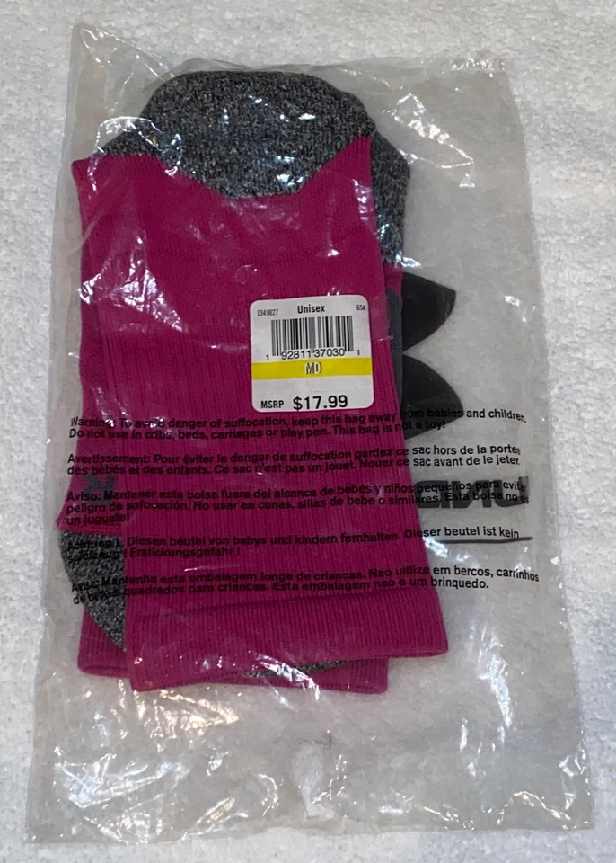 Calcetines de baloncesto Under Armour UA ArmourGrip rosa blanco NUEVO para hombre M 6-8 Foto 4 de 4