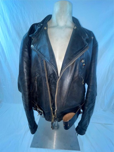 VTG 50S MEN 48 LANGLITZ GREEN LABEL DOUBLE RIDER LEATHER MOTORCYCLE BIKER JACKET - Picture 7 of 24