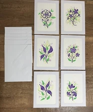 Handmade Painted Blank Note Cards - Set Of (6) 5x7 With Envelopes.