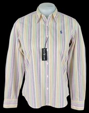 RALPH LAUREN Womans Candy Stripe L/S EVENING DRESS SHIRT Slim Fit - S - RRP £139