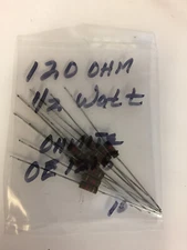 OHMITE OE1251 120 OHM 1/2 WATT CARBON COMPOSITION RESISTORS 10 PCS NEW OLD STOCK