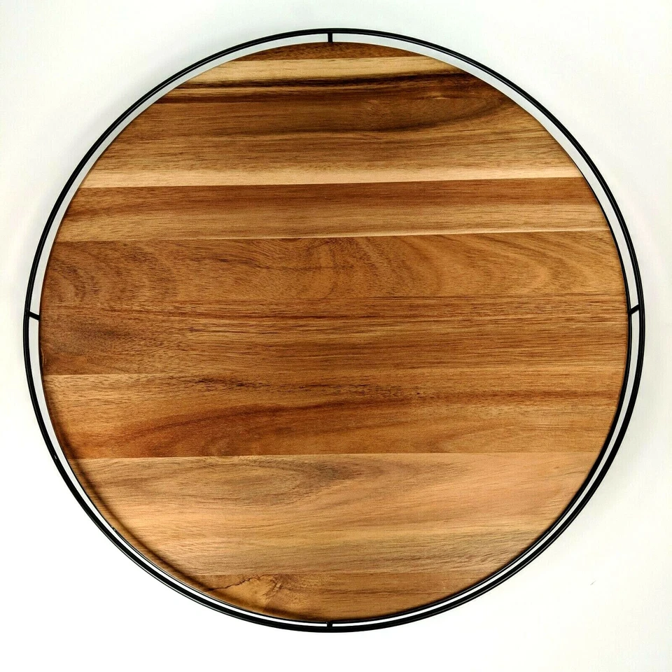 Hearth and Hand Magnolia - 18-inch Acacia Wood Lazy Susan - Rotating Serve Tray - Image 3 of 4