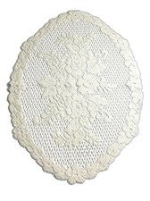 Antique Off-White Handmade Crochet 20" x 14" Lace Doily Cottagegore Vintage