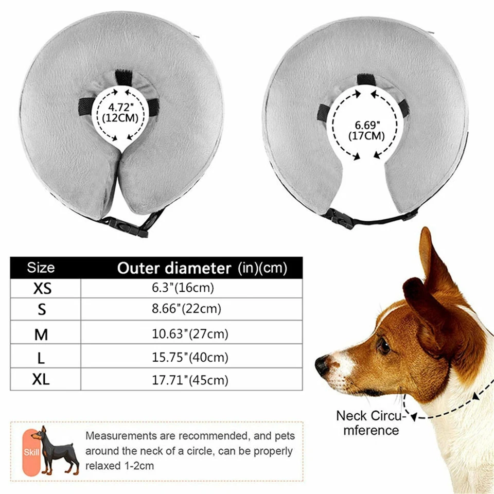 Pet Inflatable Collar Soft Adjustable Protective Recovery Cone for Dogs Cats - Image 3 of 4
