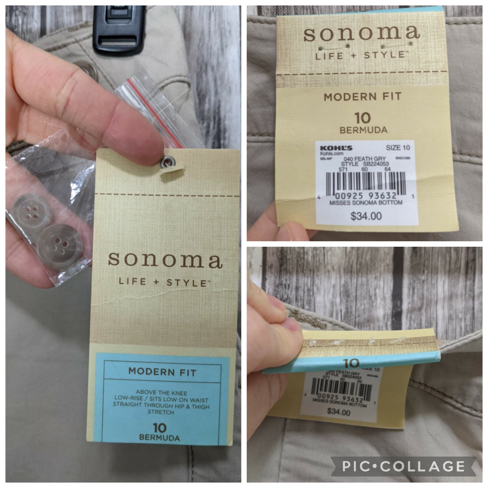 Women's Tan Sonoma Bermuda Style Khaki Shorts New With Tag Size 10 RN73277 eBay