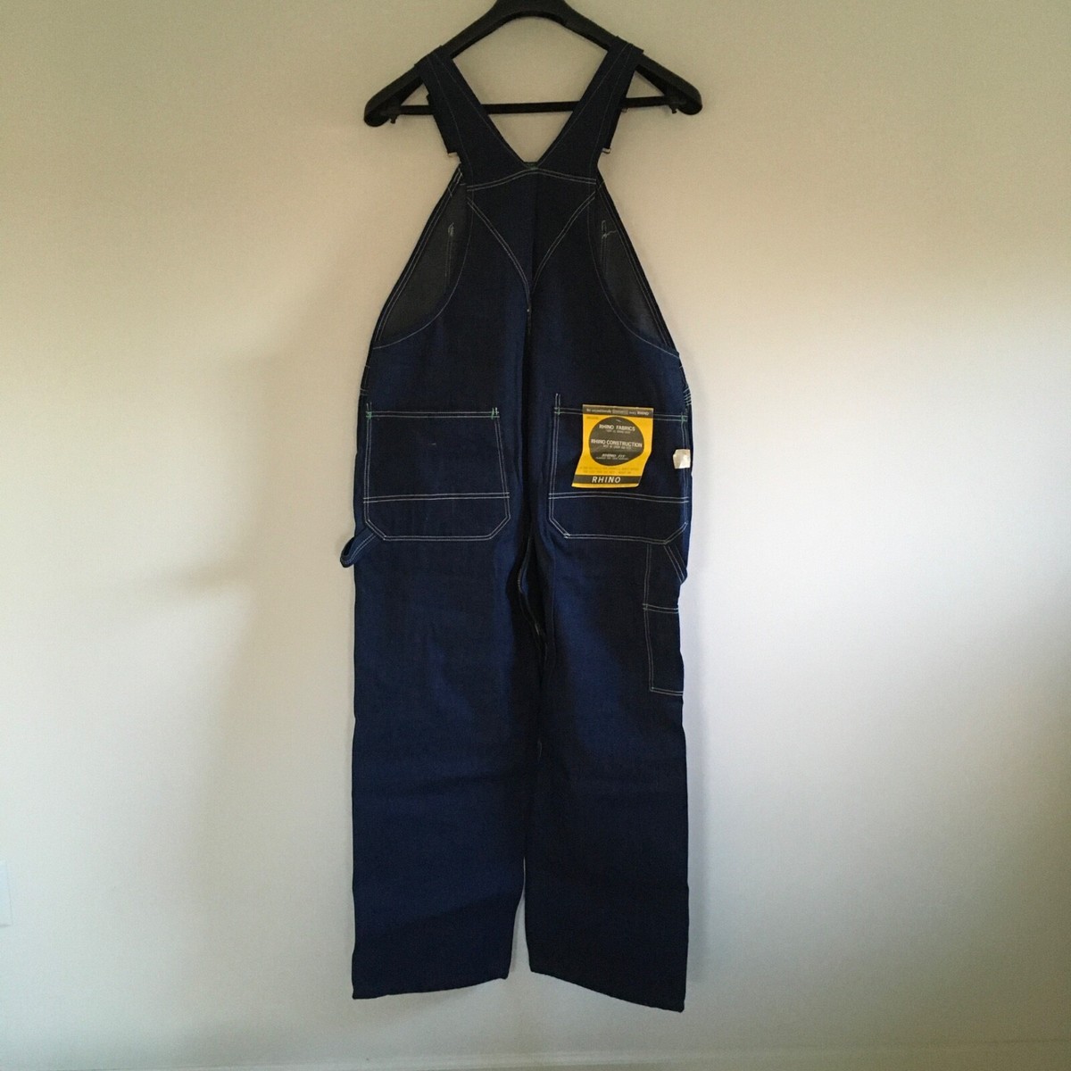 VTG 60s 70s Fawn Grove Manufacturing RHINO Bib Overalls 40x29 Blue