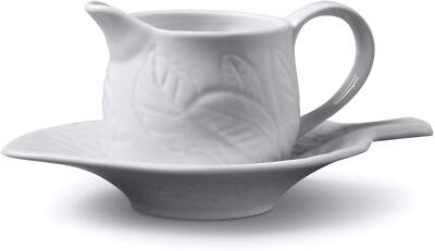 Neuwertiges Saucenboot mit Untertasse, Spezialitätensaucenservierer, perfekt für feines Abendessen