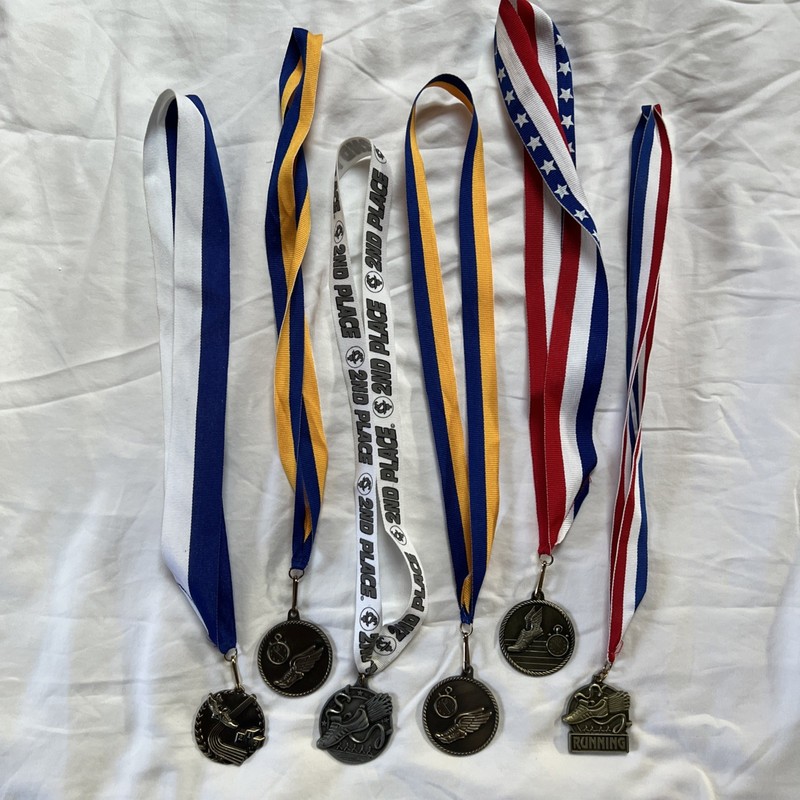 lot of 6 Running XC Medals Ribbons Awards
