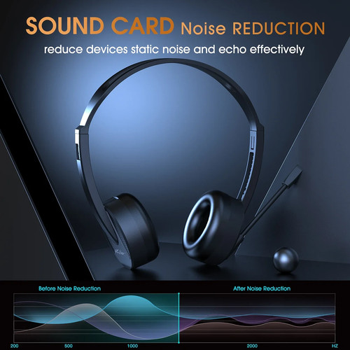 Venker U16 Casque USB avec Microphone, 3.5mm/USB Jack 2-en-1 Casque Ordinateur - Photo 3/7