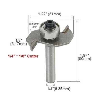 T Slot Router Bit 1/4 Shank 1/8 Cutting Depth 2 Flutes HSS Cutter Grooving