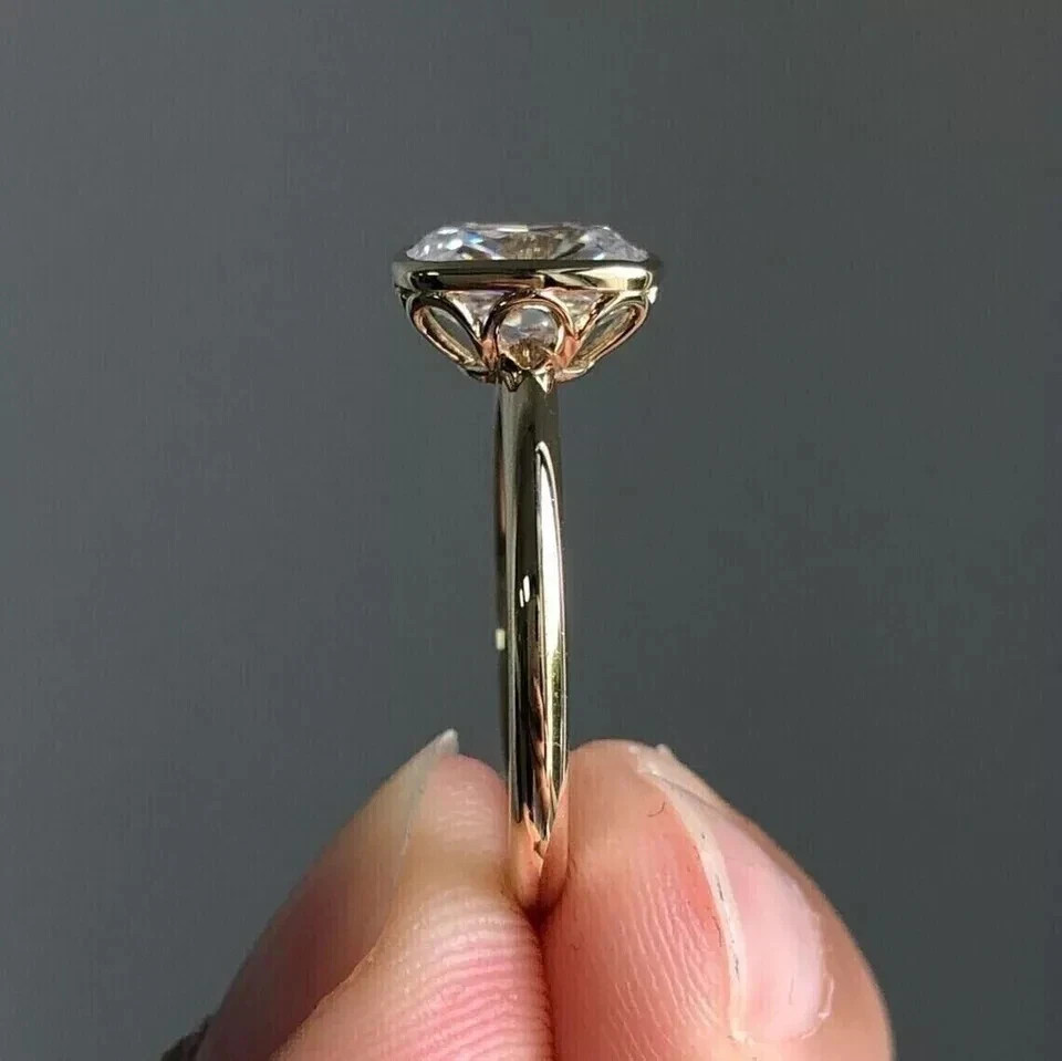 2Ct Cushion Cut White Moissanite Women's Wedding Band 14K Yellow Gold Plated