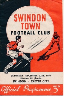 Swindon Town v Exeter City 1951/1952 Football Programme