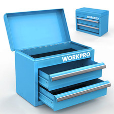 Workpro Steel Small Toolbox 2 Drawer Metal Mini Tool Box With Ball Bearing Slide Workpro Steel Small Toolbox 2 Drawer Metal Mini Tool Box With Ball Bearing Slide