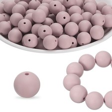 100Pcs Silicone Beads 15mm Silicone Beads Bulk for Pens Loose Round Rose Brown