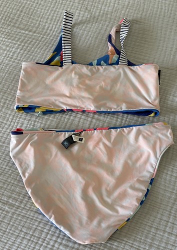 EUC Maaji Girl’s 2 Pc Swim Bikini Reversible Sz 16 Multi Print Colombia Blue - Picture 4 of 5