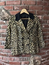 Vintage Leopard Print Faux Fur Double Breasted Coat Size Small