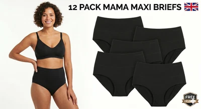 12 Pack Ladies Maxi Briefs Full Briefs Underwear Comfortable Cotton Rich UK 4-22 - Image 1 of 4