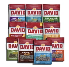 David Sunflower Seeds Variety Pack, 10 Bags May include BBQ, Dill Pickle, Ranch,