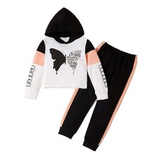 Toddler Baby Girls Clothes Outfits Butterfly Letter Print Hoodie Hooded Sweat...