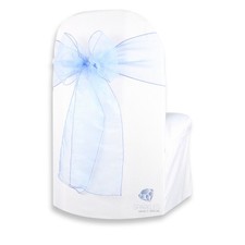 150 pcs Organza Chair Cover Bow Sash 108"x8" - Light Blue - Wedding Party lo