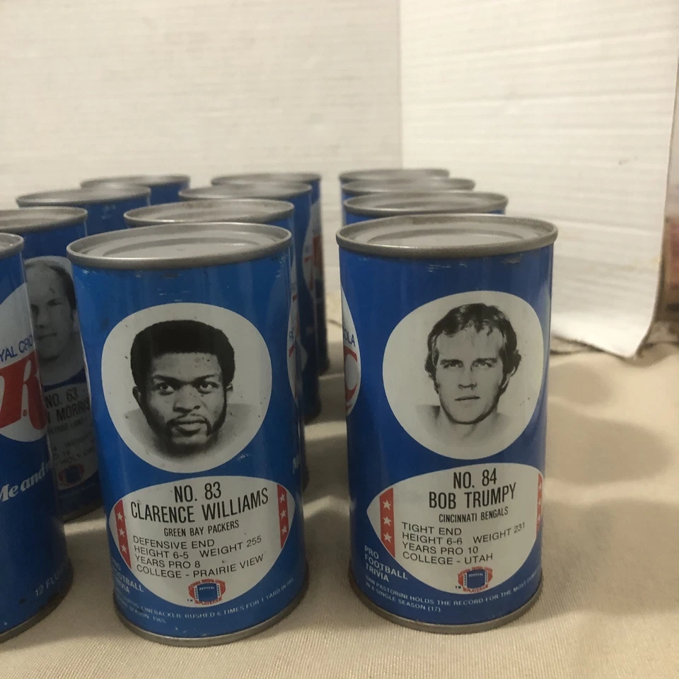 Latas de cola RC vacías de colección años 70 sin abrir. Lote de 23 equipos de fútbol americano y fotos de la NFL Foto 2 de 4