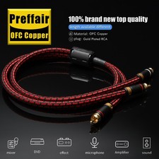 Subwoofer Splitter Cable 1 RCA to 2 RCA Male Audiophile Audio for Home Theater