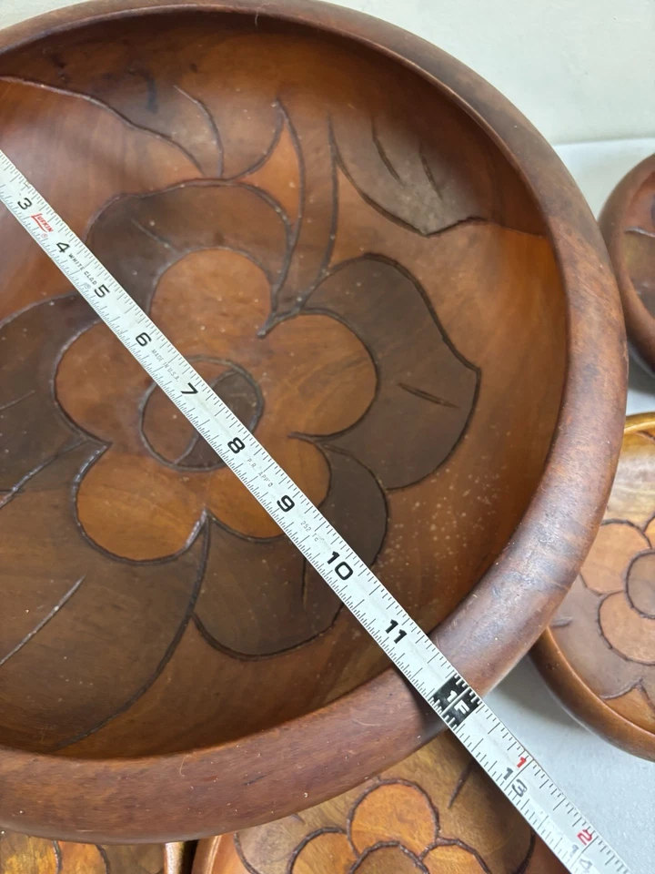 Juego de ensaladeras de madera hechas a mano para servir 6 ensaladeras de Costa Rica Foto 2 de 4