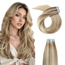 YILITE Remy Tape-in Hair Extensions 18 Ash Blonde Highlight 613 Bleach Blonde