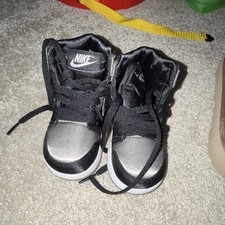 Nike Black Silver High-Top Unisex Kids Sneakers Size 5c Athletic Lace Up
