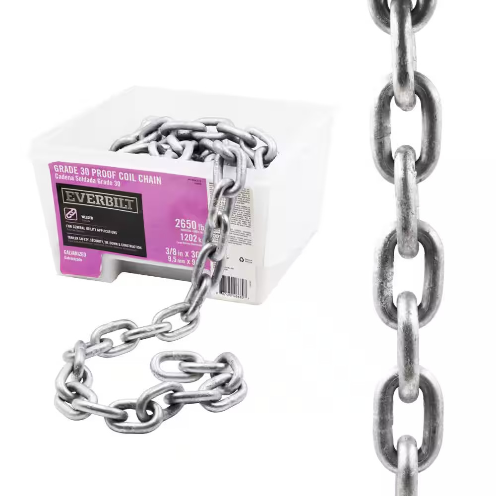 3/8 In. X 30 Ft. Grade 30 Galvanized Steel Proof Coil Chain