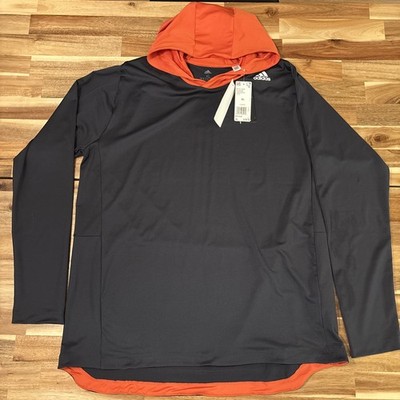 Adidas Lightweight Hoodie Mens Sz XL Black w/ Orange Hood Climalite