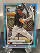 2024 Bowman Prospects Abraham Nunez Paper Sky Blue Border #/499 White Sox