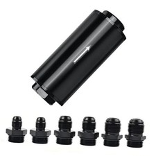40 Micron Fuel Filter Inline with 6AN 8AN 10AN Adapter Universal 60MM