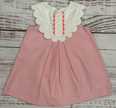 Jacadi Girl Sleeveless Dress w/ Scalloped Bodice & Ric Rac Ribbon 18M NWOT