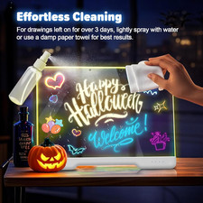 16-Inch Rechargeable Doodle Glow LED Note Board, 7-Color Light Modes, Neon Ar...