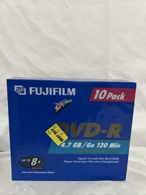 Fujifilm DVD+R 10 Pack Recordable 4.7 GB 120 Min w/ Jewel Cases Brand New Sealed