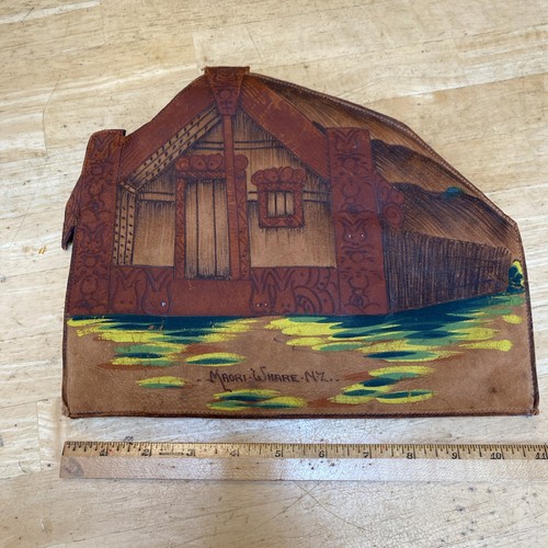 Vintage Leather Tea Cozy, Maori Whare Meeting House, New Zealand, Rare Odd Item