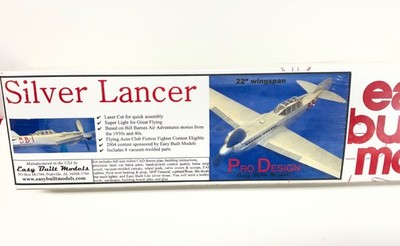 Easy Built Models Silver Lancer 22  Wingspan Rubber Band Powered Airplane Kit 