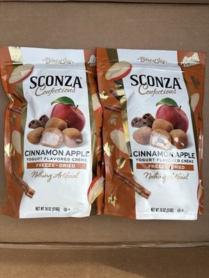 SCONZA CINNAMON APPLE YOGURT FLAVORED CREME, FREEZE-DRIED BITES 2 PACKS OF 18 OZ