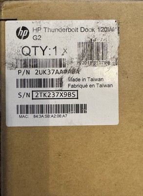 HP Thunderbolt Dock G2 HSN-IX01, 120 Watts Black***NEW***