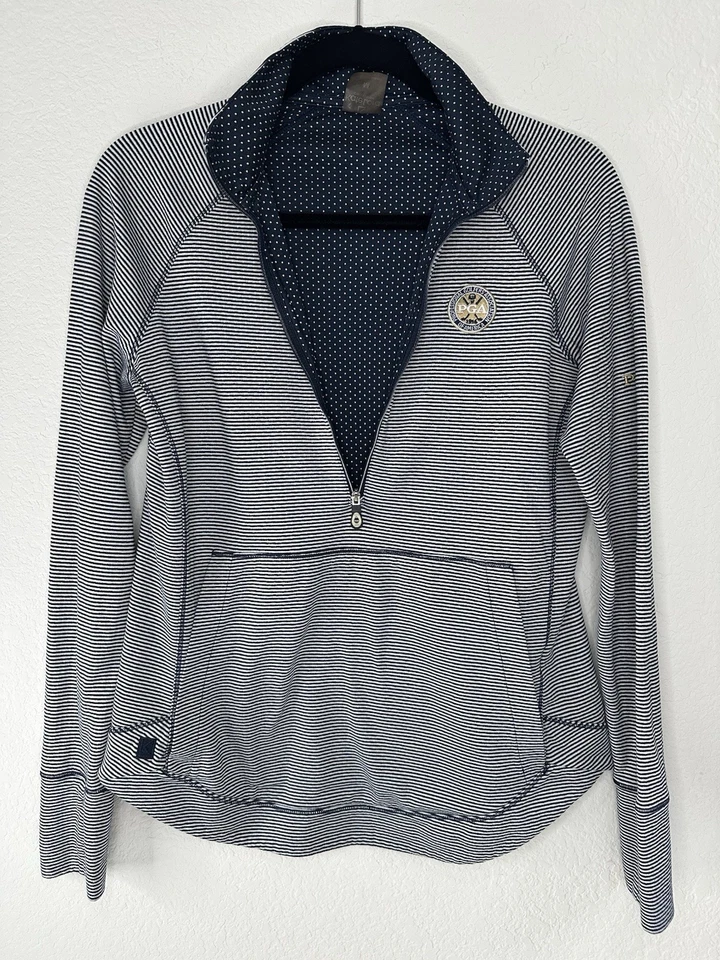 Pullover Kate Lord PGA Tour Golf Cuarto Cremallera Para Mujer Mediano Azul Marino Blanco Rayas Foto 2 de 4