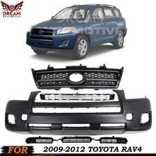 Front Bumper Cover Fascia & Grille Assembly Kit For 2009-2012 Toyota RAV4