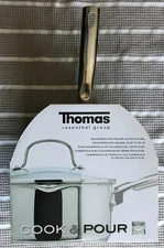NIP Thomas Rosenthal Group Stainless Steel 3 Qt Cook & Pour Saucepan w Glass Lid
