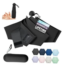 Travel Mini Umbrella Compact Small & Lightweight, UV Rain （NEW）Black