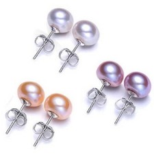 Natural Freshwater Pearl Earrings White Peach...