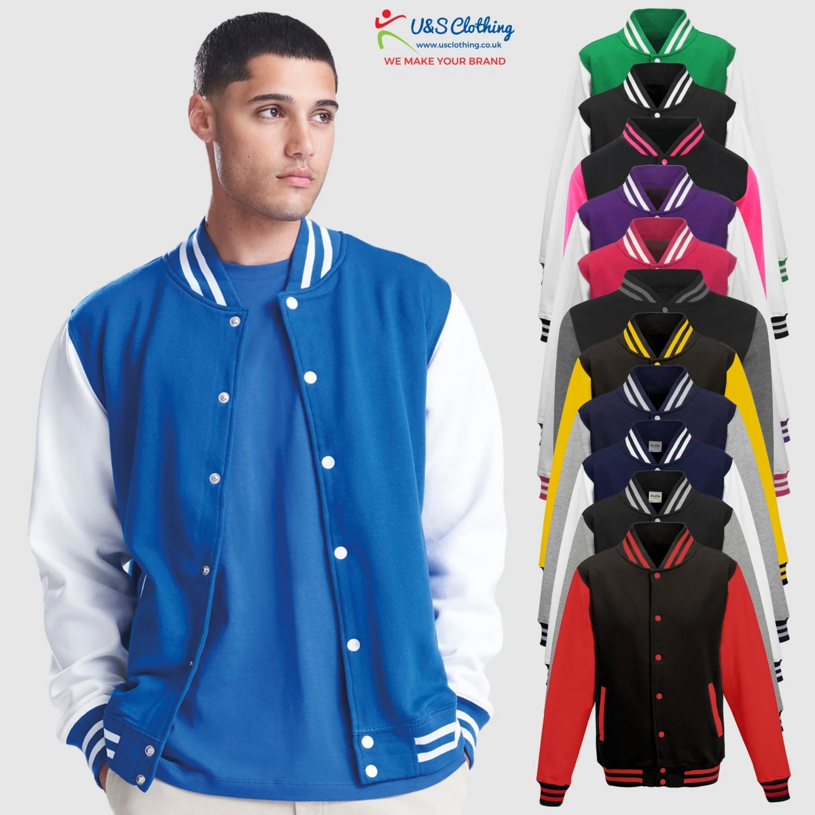 AWDis Unisex Men's Casual Varsity Baseball Jacket College Letterman American TOP
Opens in a new wind