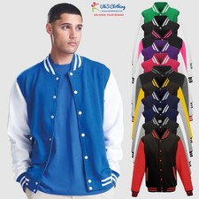 AWDis Unisex Men's Casual Varsity Baseball Jacket College Letterman American TOP